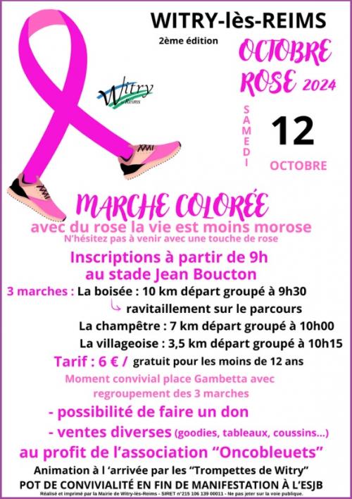 Octobre Rose : Marche colorée (samedi 12 octobre, Witry-lès-Reims 51420, Marne)